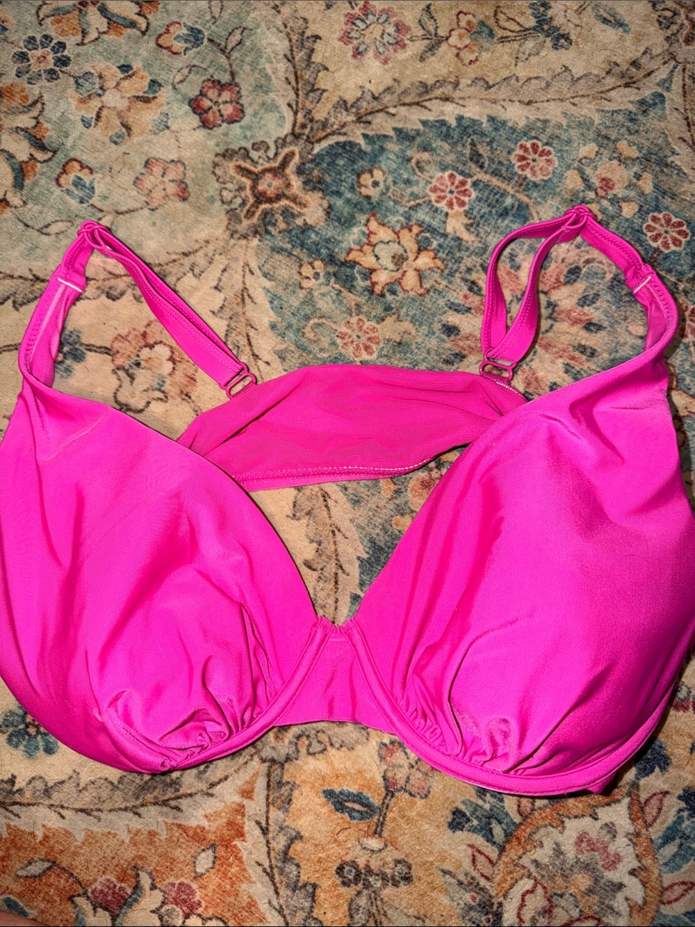 Bright Pink Women’s Underwire Swim Top with Adjustable Straps